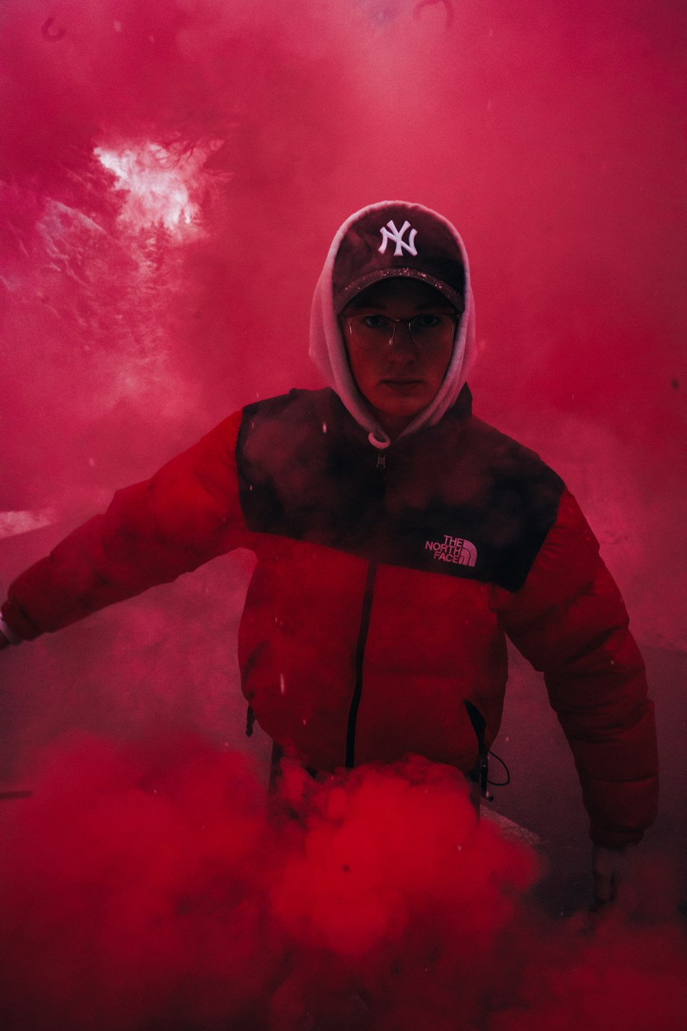 man in black and red The North Face zip jacker