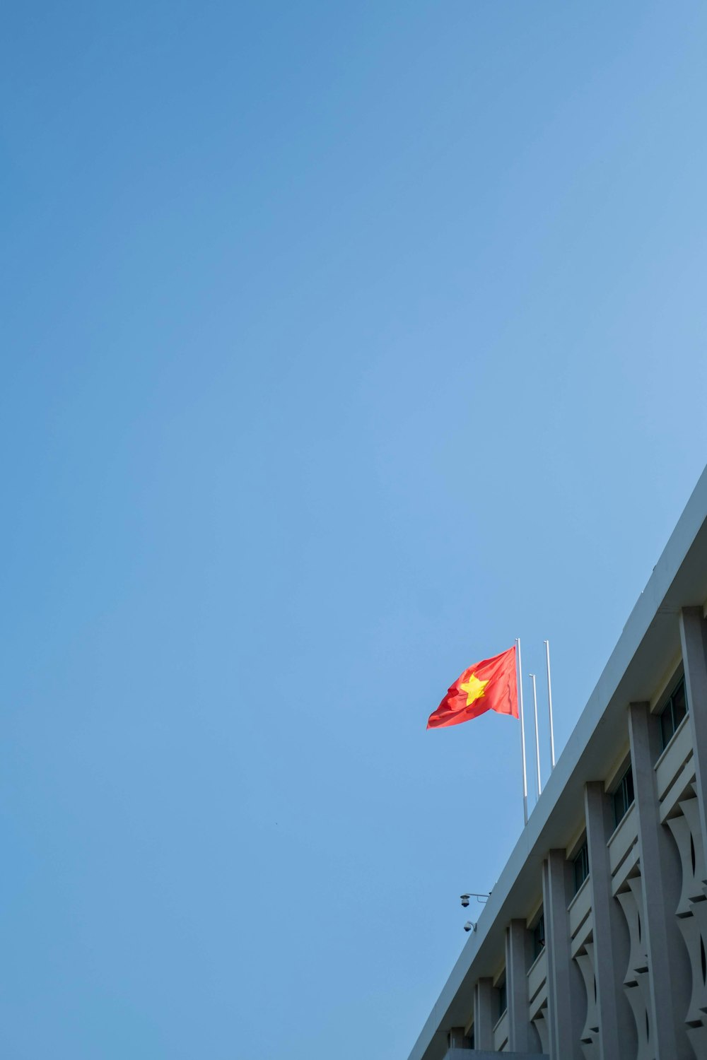 Vietnam flag on roof top