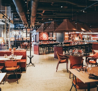 rectangular beige wooden tables and chair