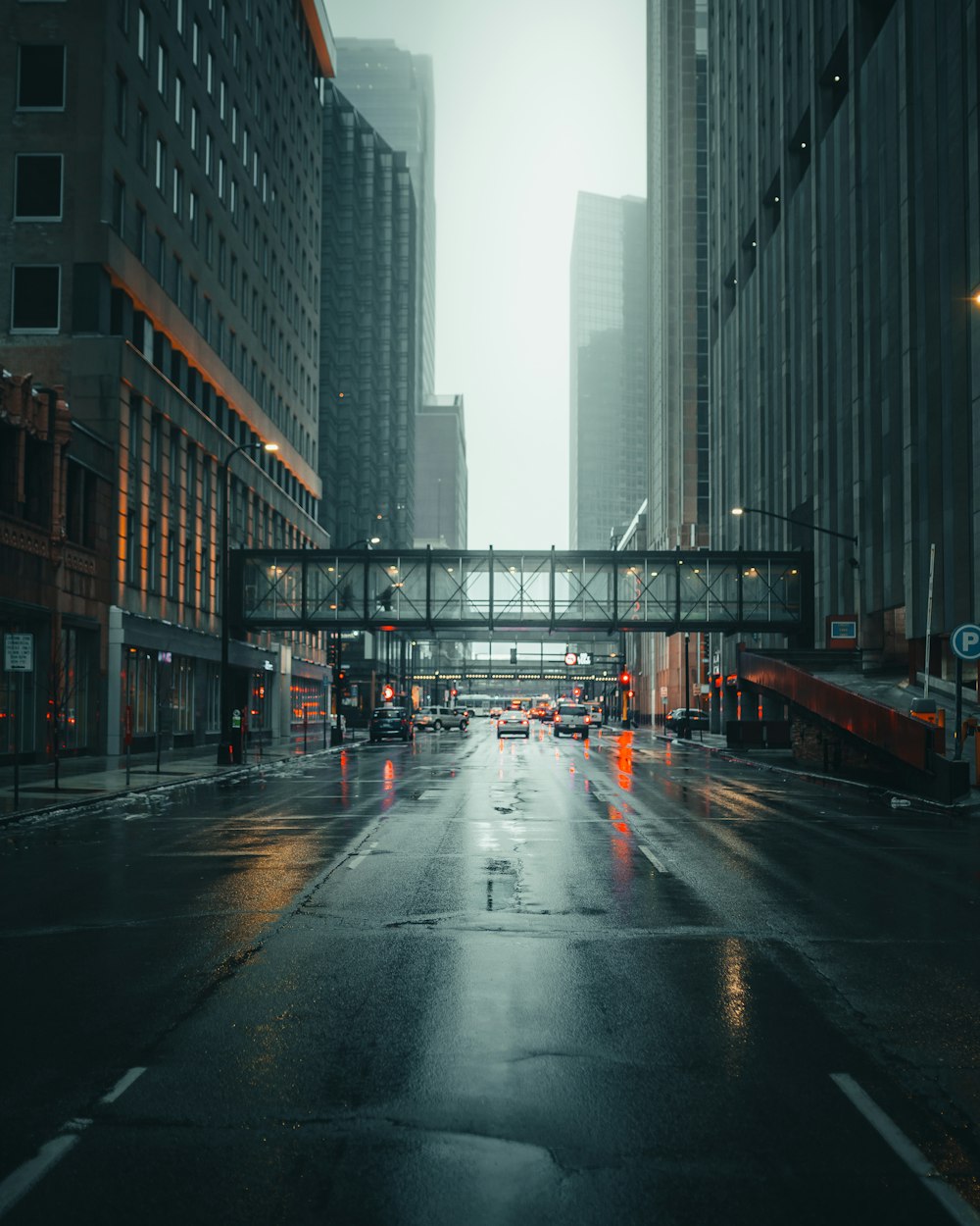 vehicles on road near buildings