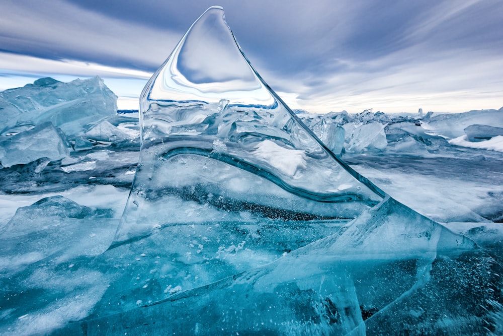 close-up photography of ice