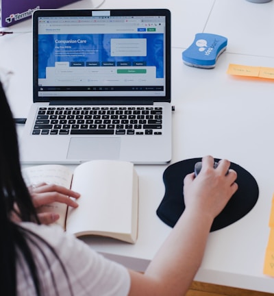 woman using laptop