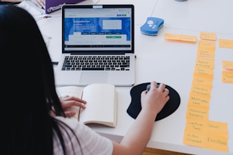 woman using laptop