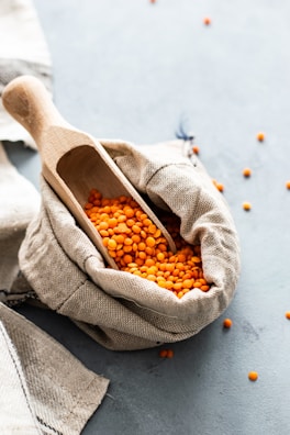 orange beans in sack