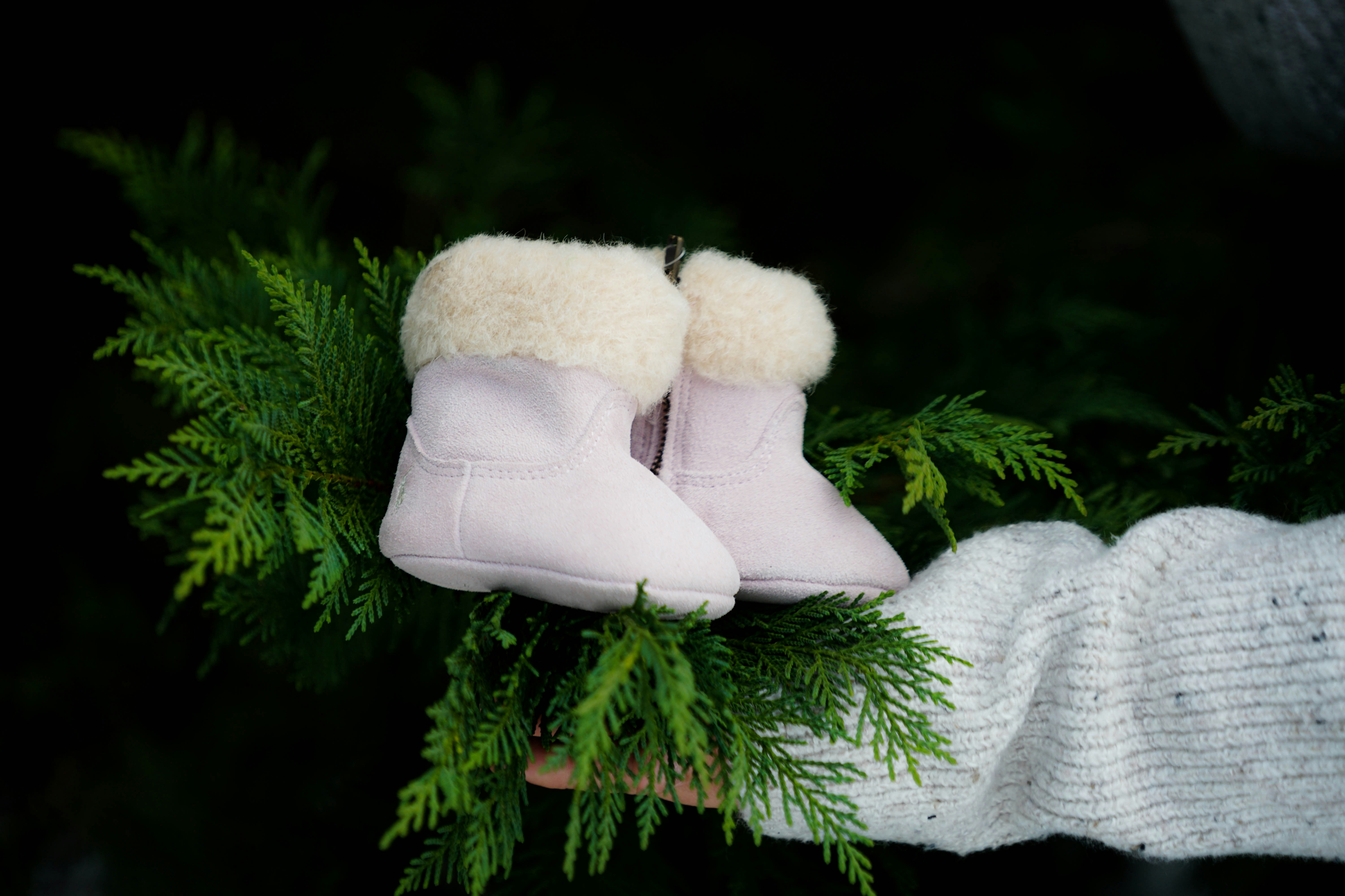 pair of white boots