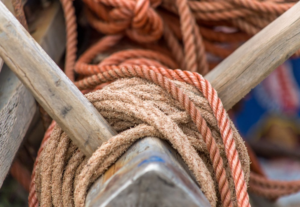 roped coiled on the pole