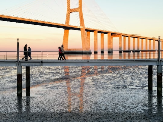 people walking on concrete bridge in Vasco da Gama Bridge Portugal