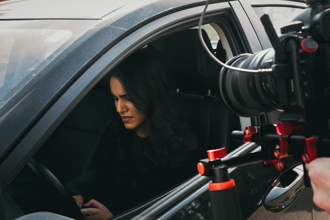 woman in car,