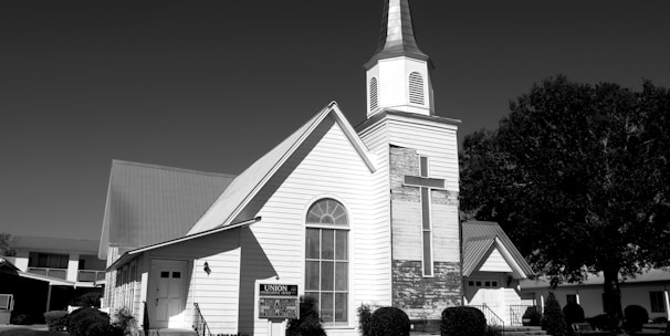 grayscale photography of parish