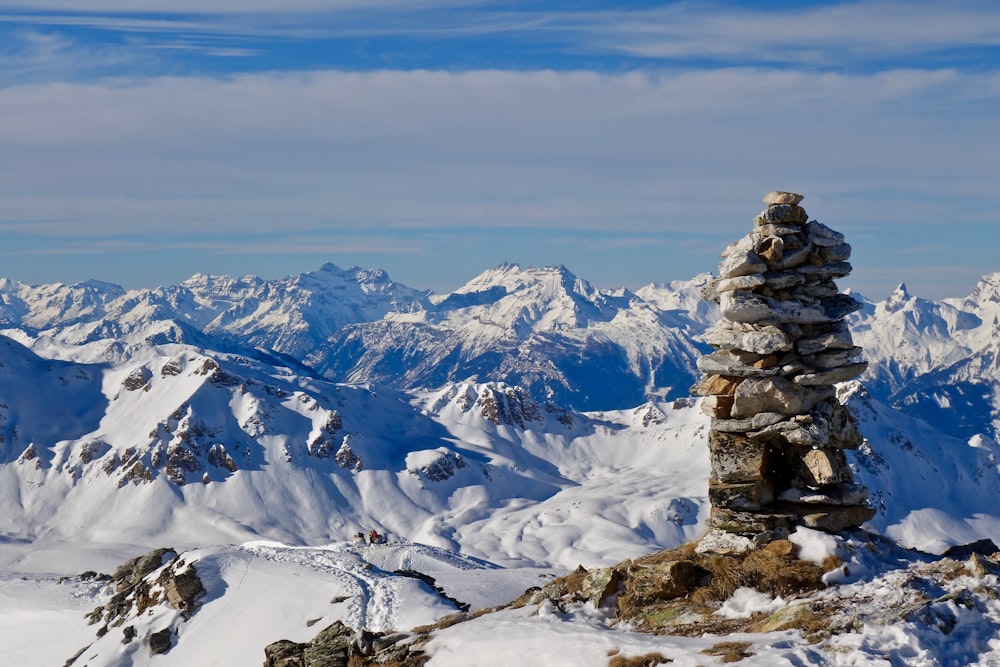 mountain range covered by snow