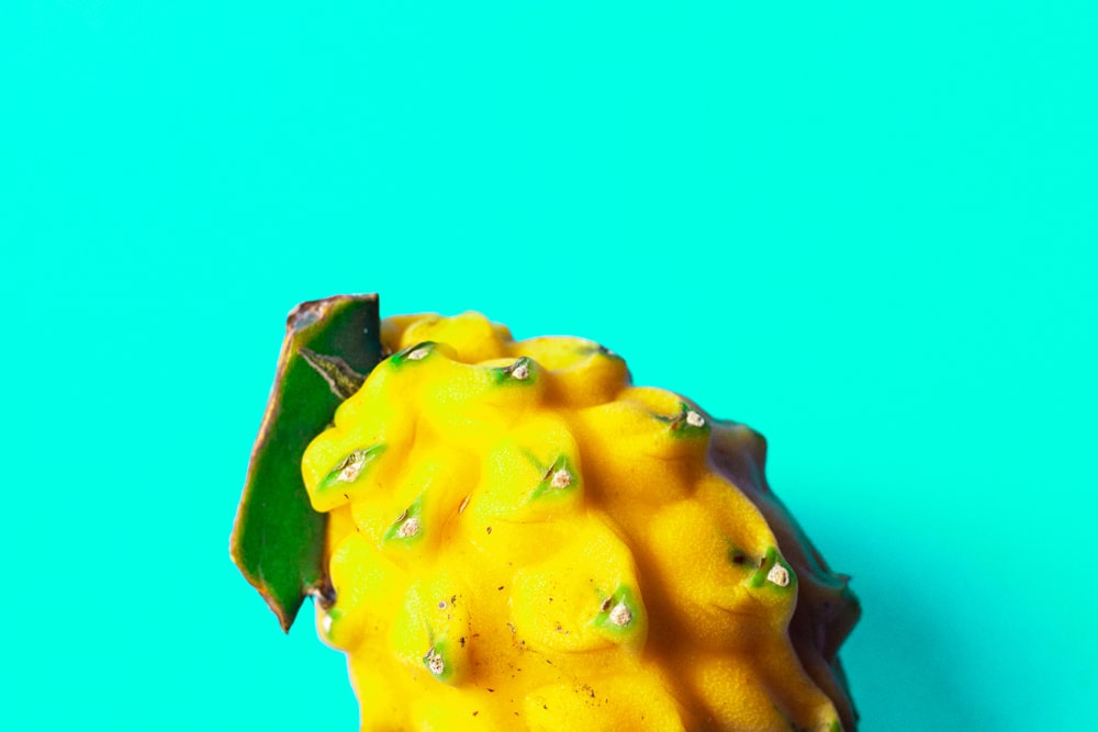 yellow fruit on teal surface