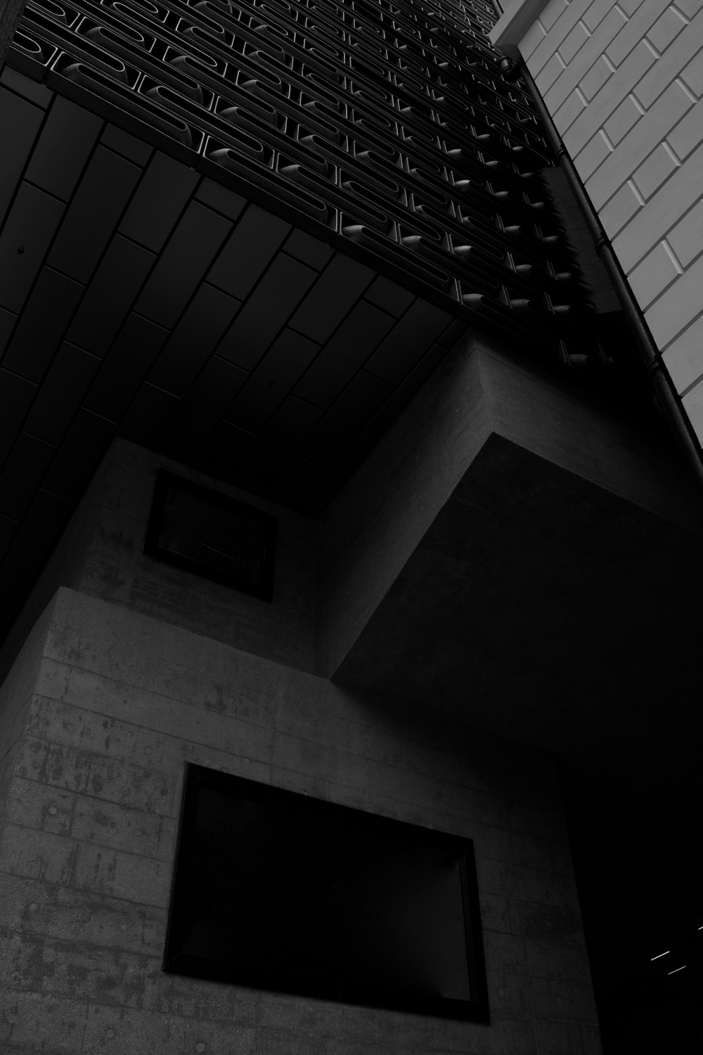 Vista de um edifício cinza