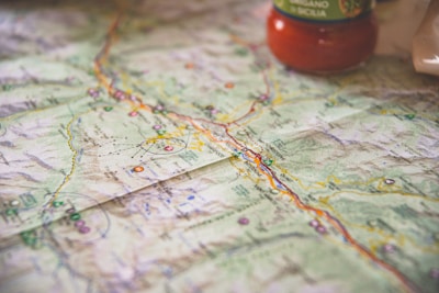 A detailed map with optimized trucking routes highlighted.