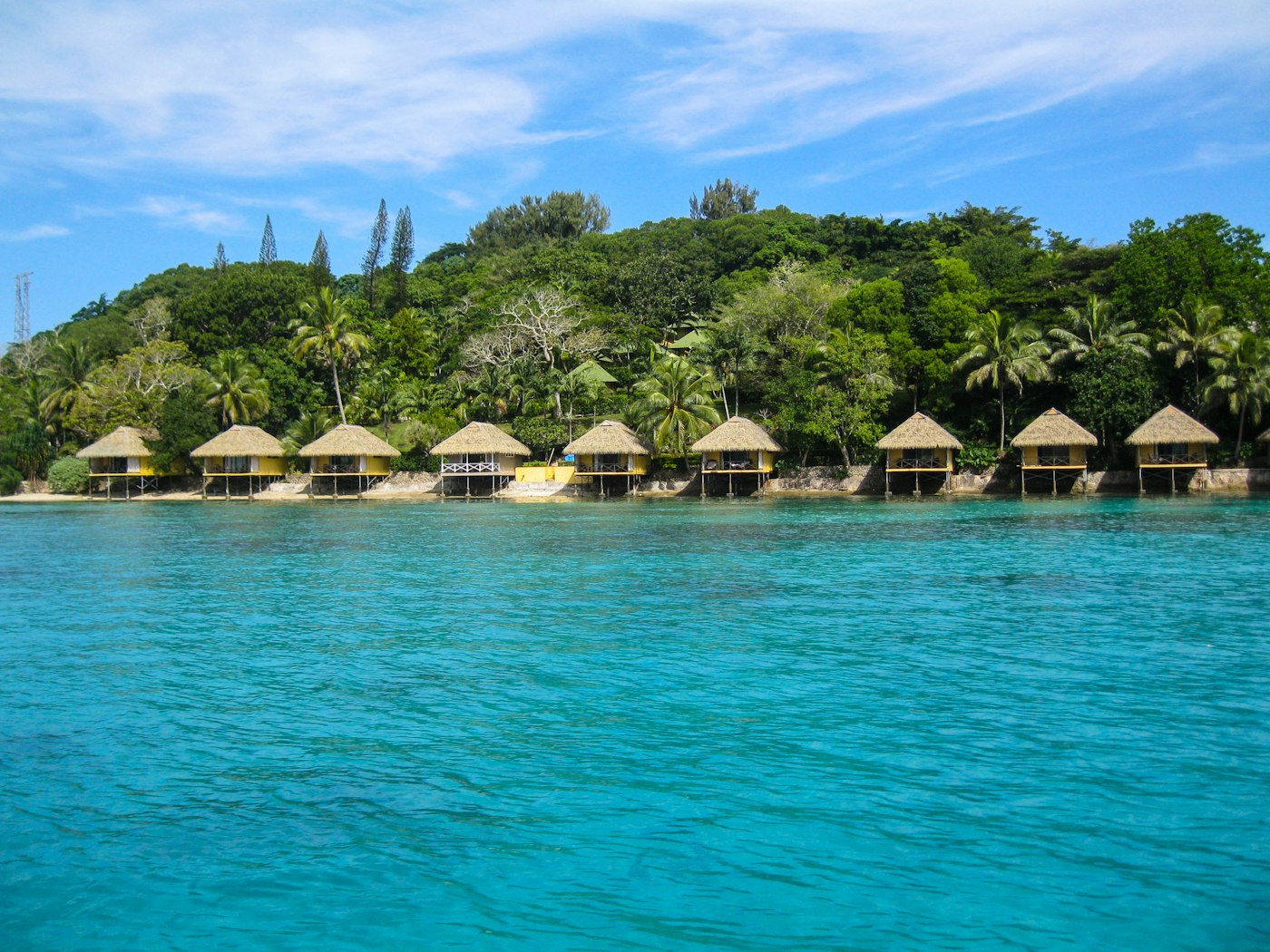 Vanuatu tropical coastline with clear blue water