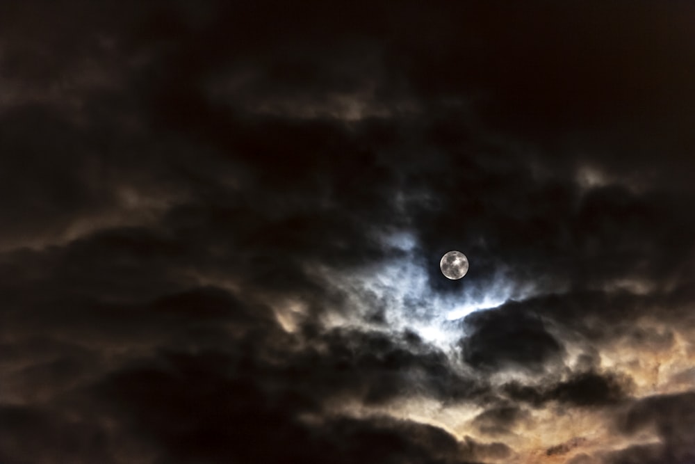 moon behind clouds at night
