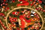 A vibrant pottery piece showcasing intricate designs.