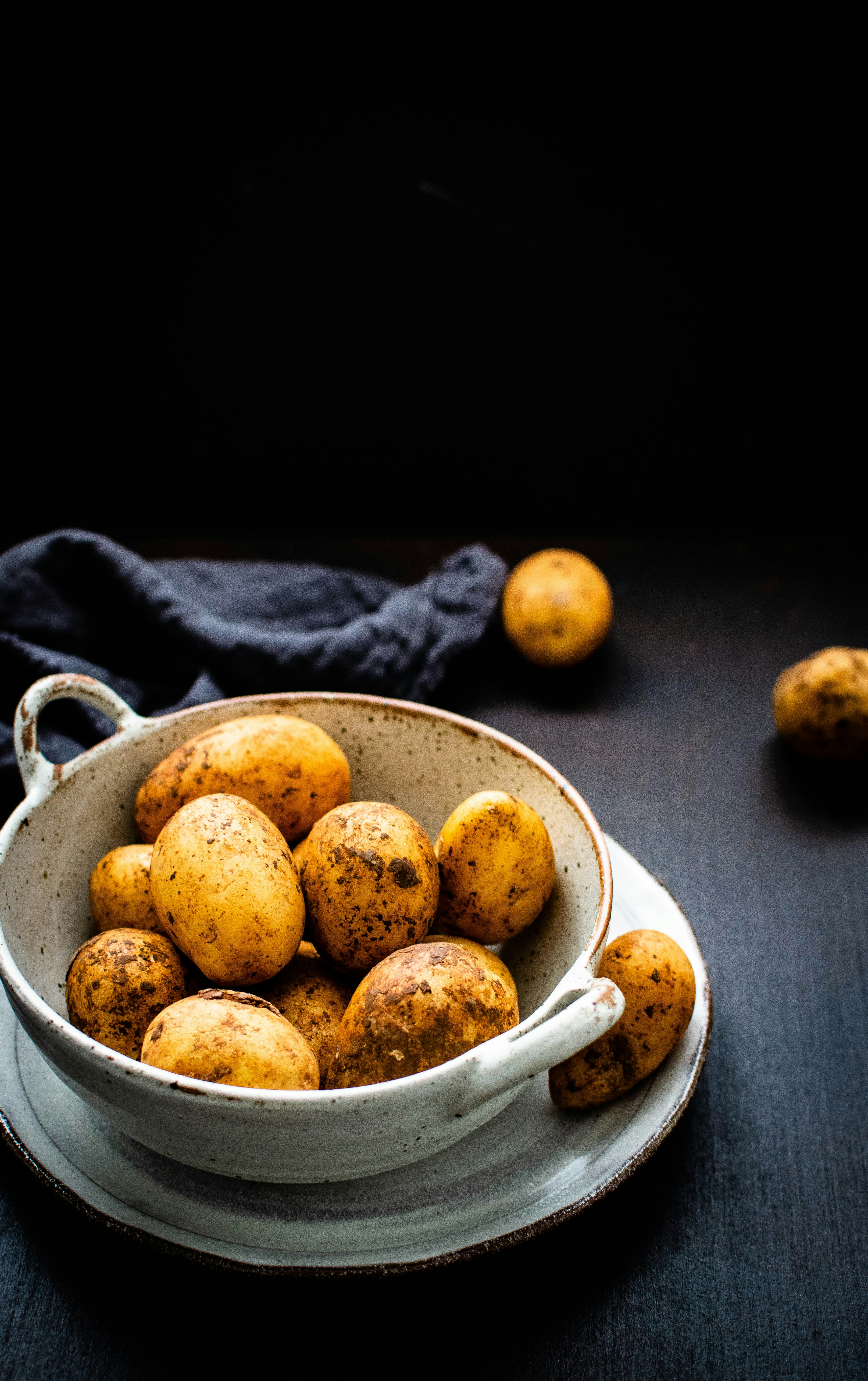 potatoes in brown on table