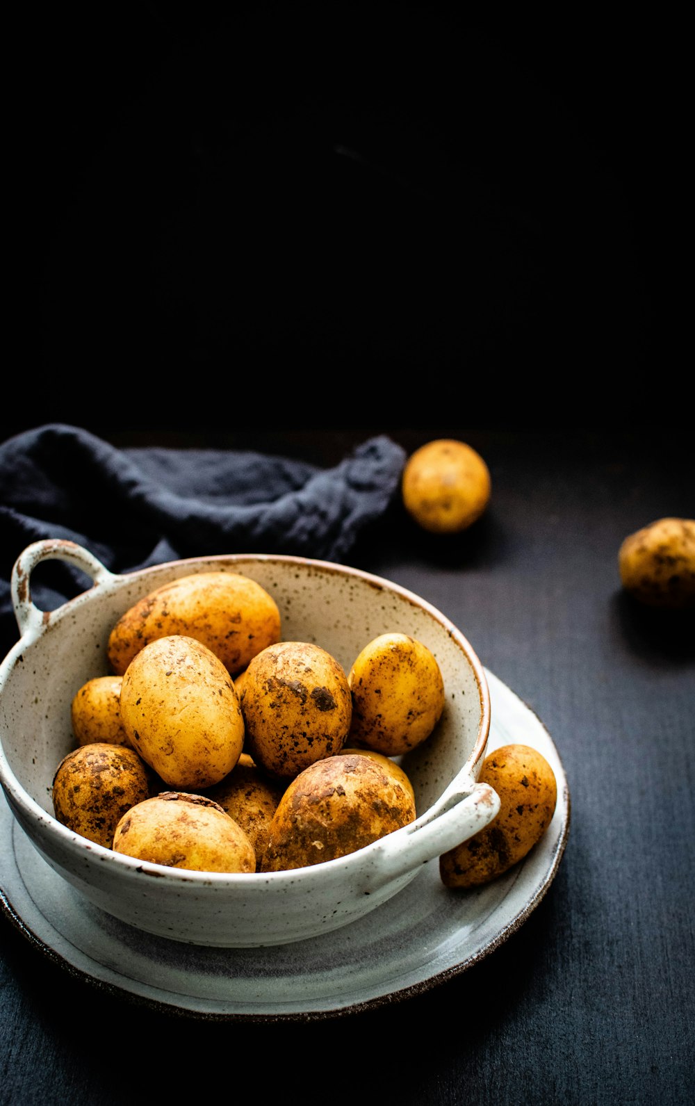 potatoes in brown on table