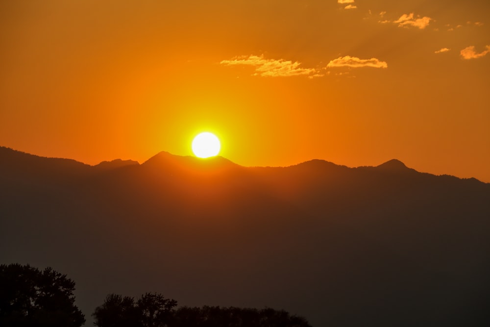 silhouette of mountain sunset