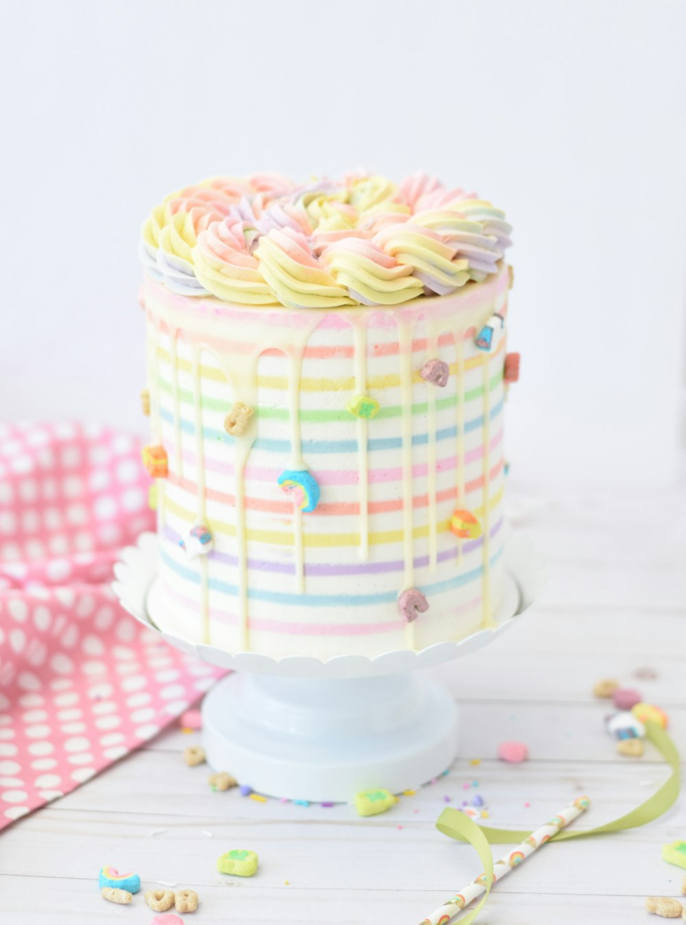 rainbow covered cake