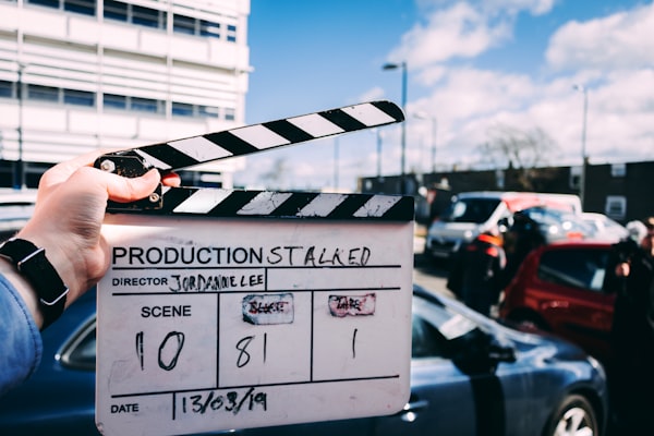 Clapperboard bianco e nero per produzioni cinematografiche