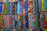 A vibrant close-up of colorful African wax print fabrics arranged artistically.