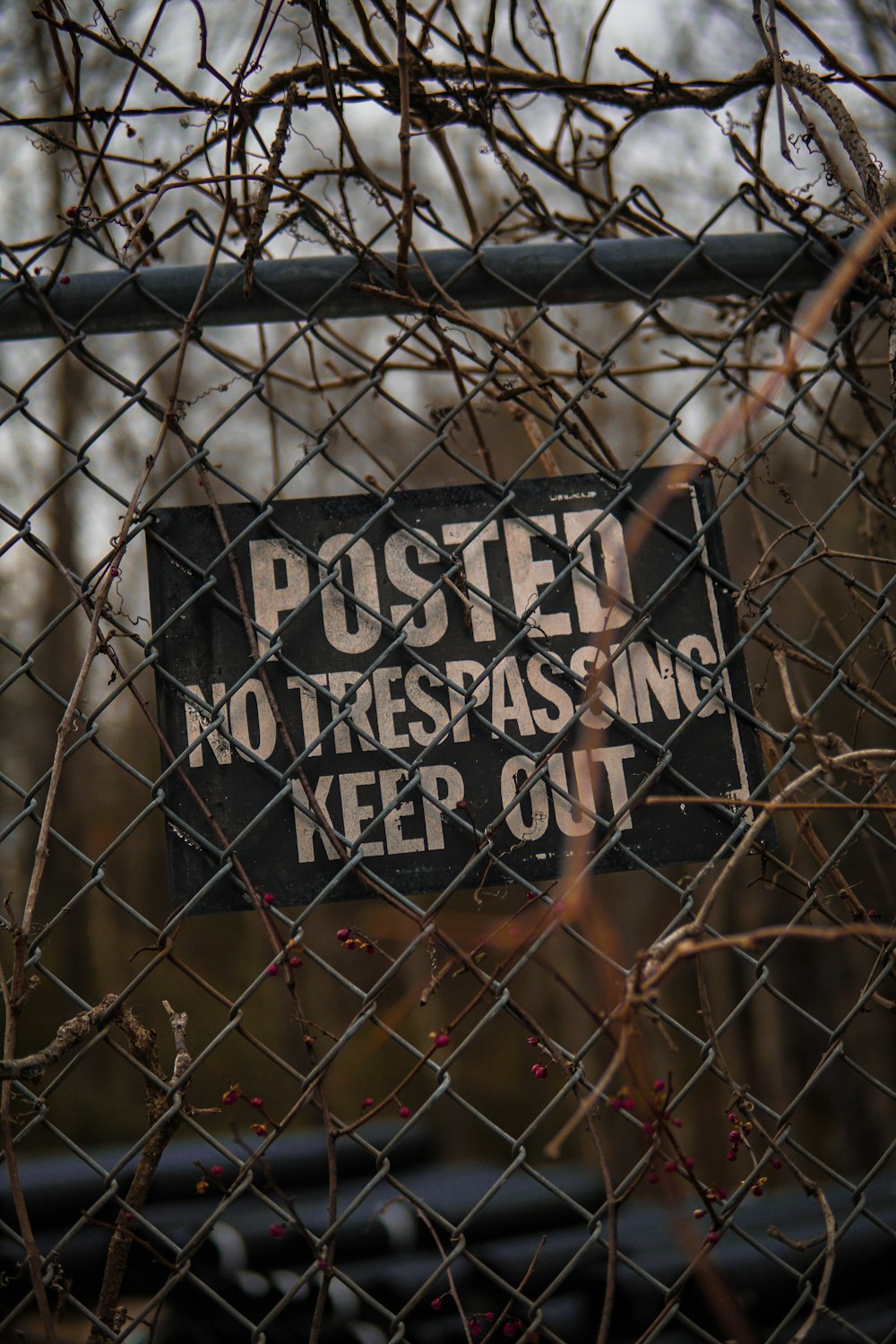 Posted No Trespassing Keep Out signage