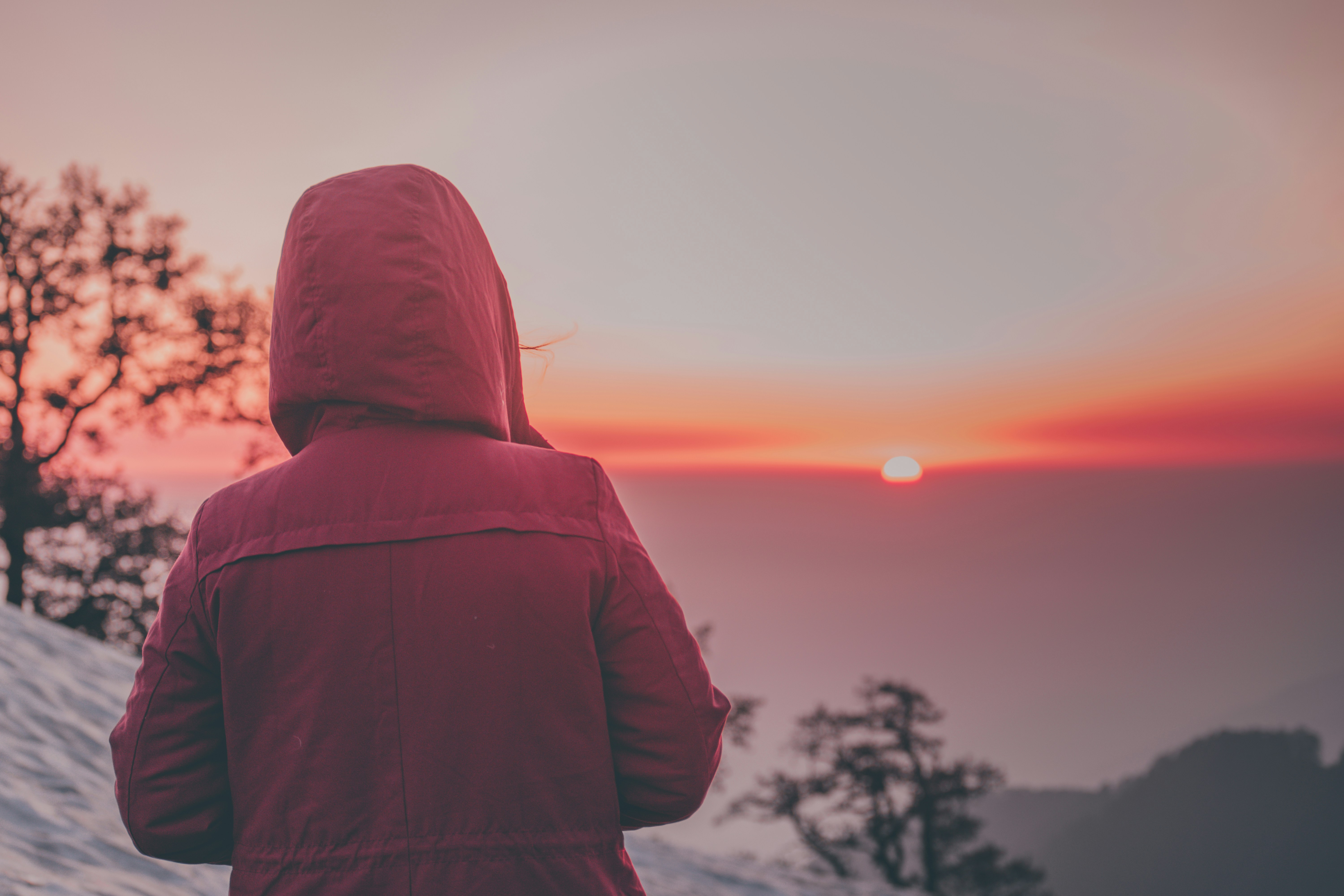 A person standing on the Triund trekking path