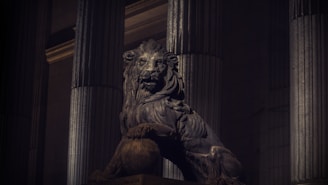 brown lion statue