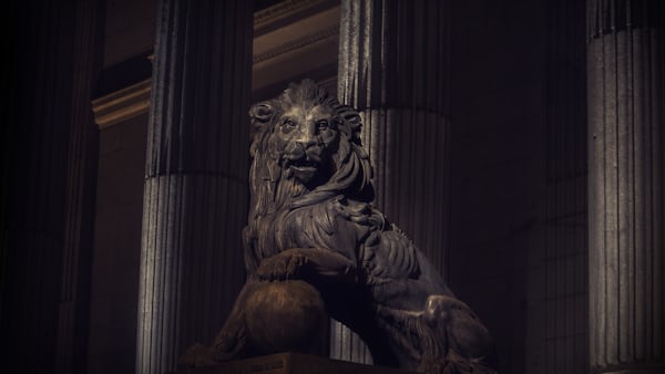 brown lion statue