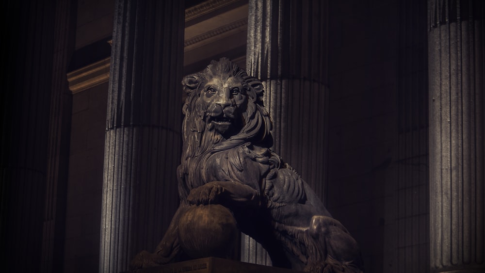 brown lion statue