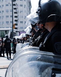 police guarding the street