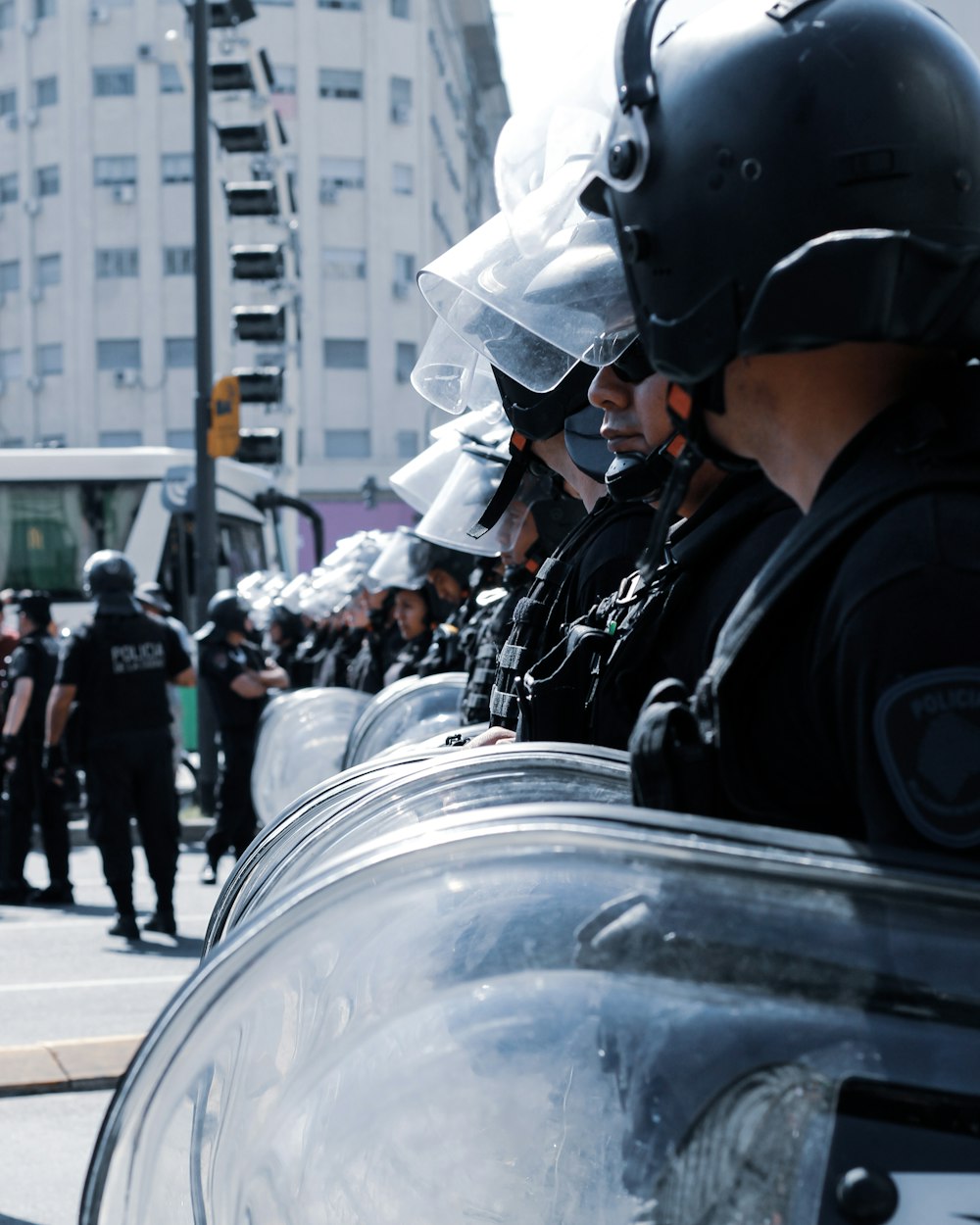 police guarding the street