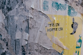 Close-up of a hand-drawn poster with gritty textures and raw, expressive lines.