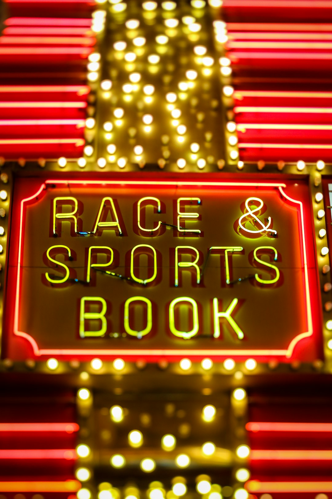 yellow and red race sports & book neon light