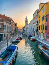 boats on water near buildings