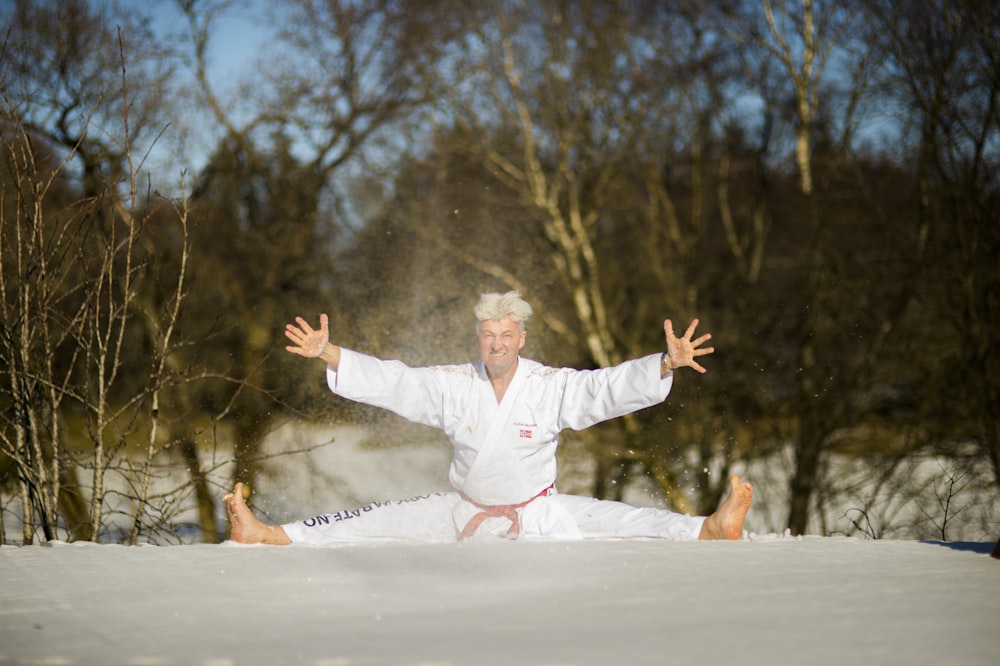 man wearing white karati gi