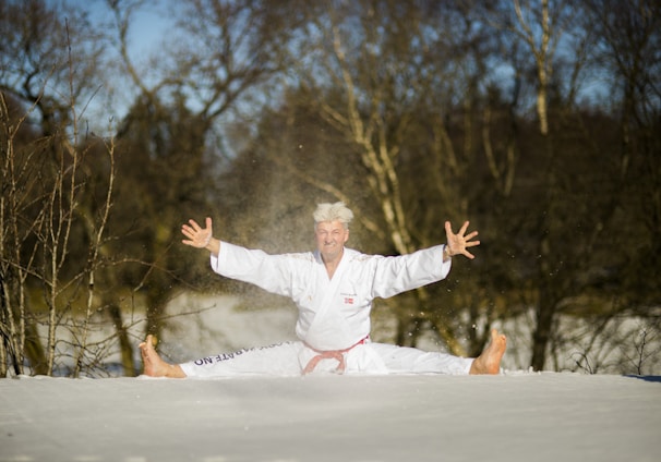 man wearing white karati gi