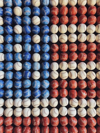 assorted-colored baseball decors