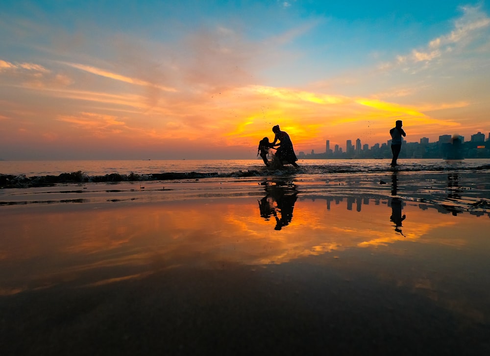 silhouette of person on seashore