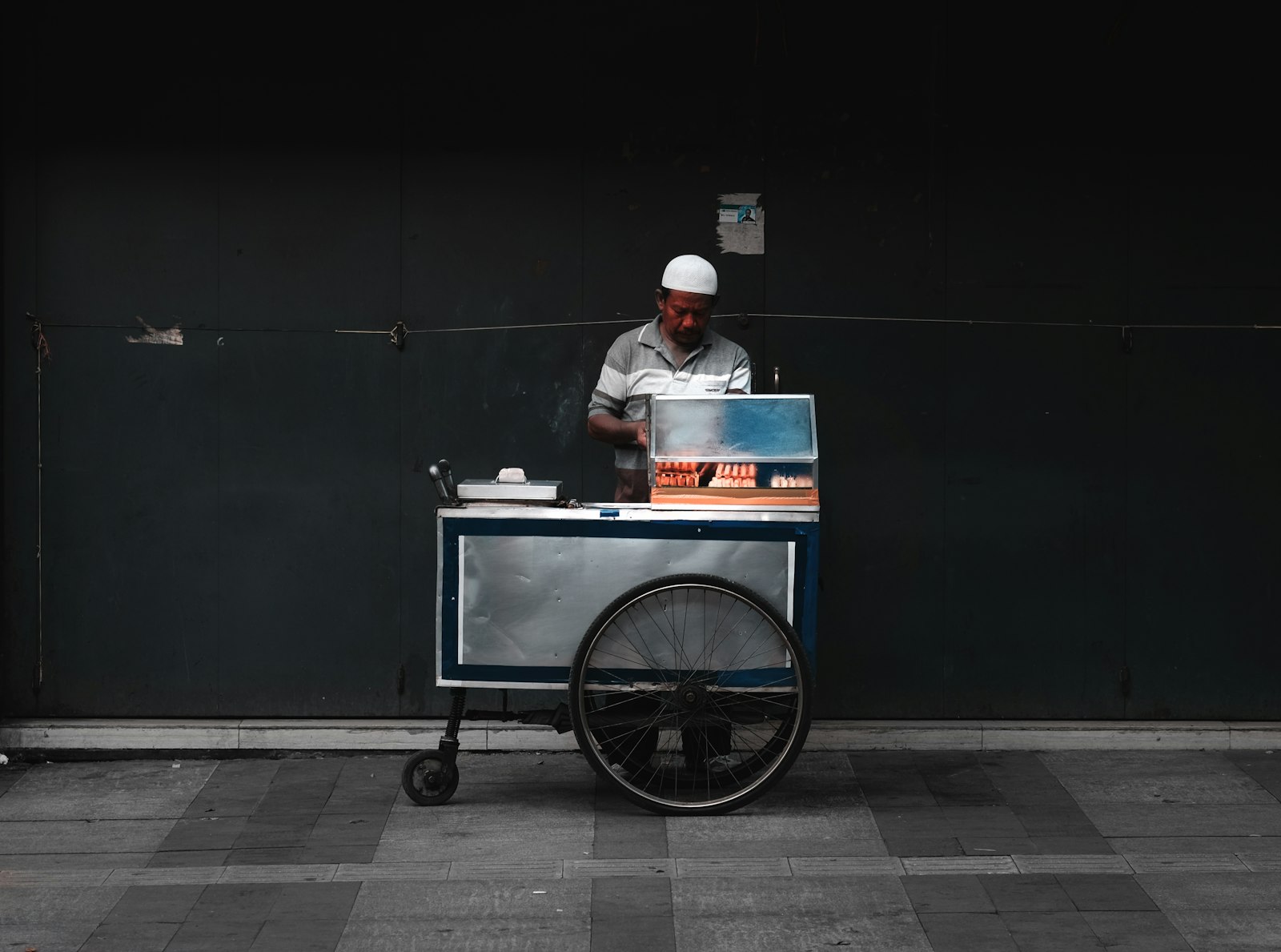 Fujifilm X-T20 + Fujifilm XC 50-230mm F4.5-6.7 OIS sample photo. Man vending food near photography