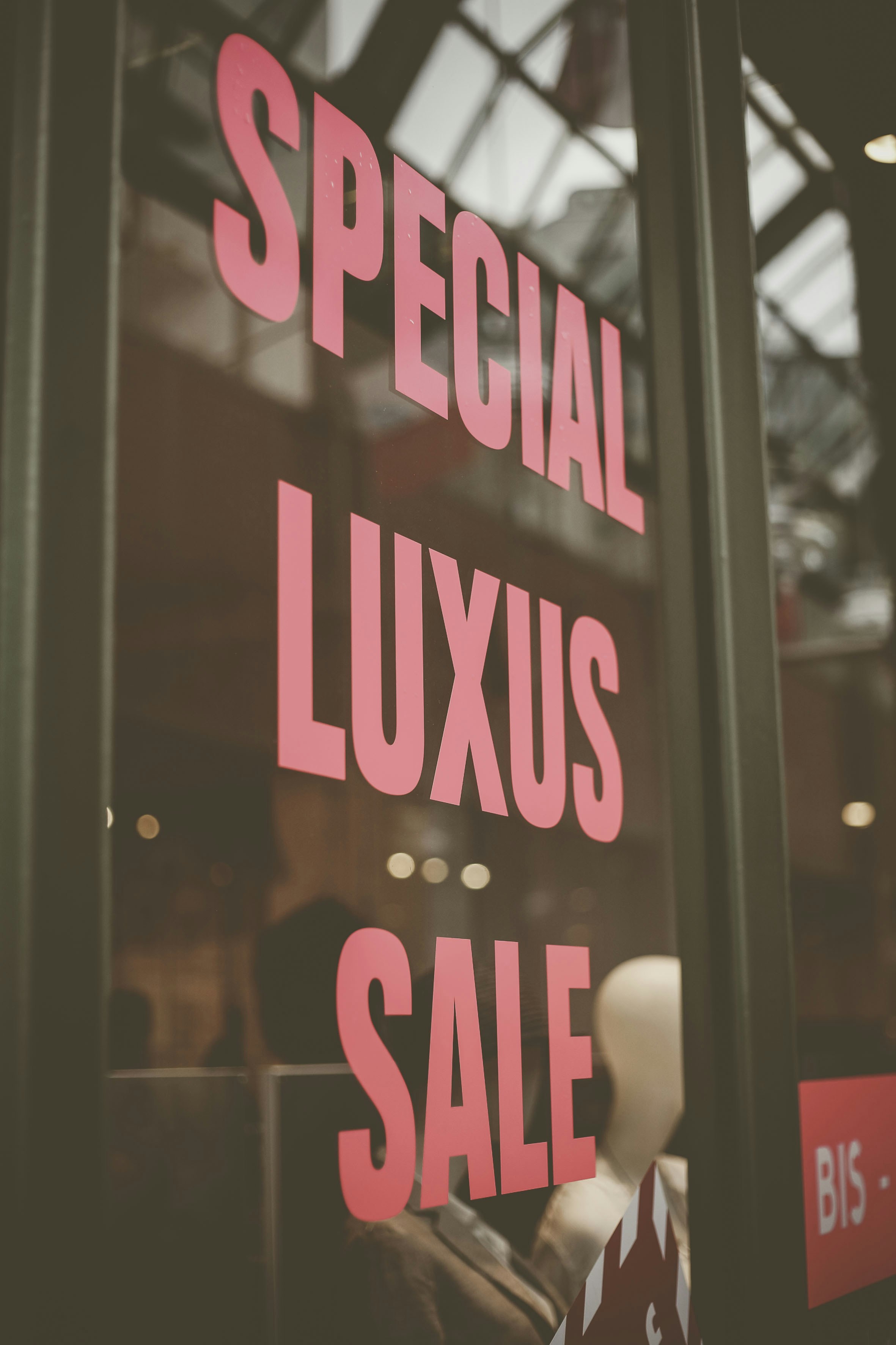 special luxus sale sticker on glass sheet