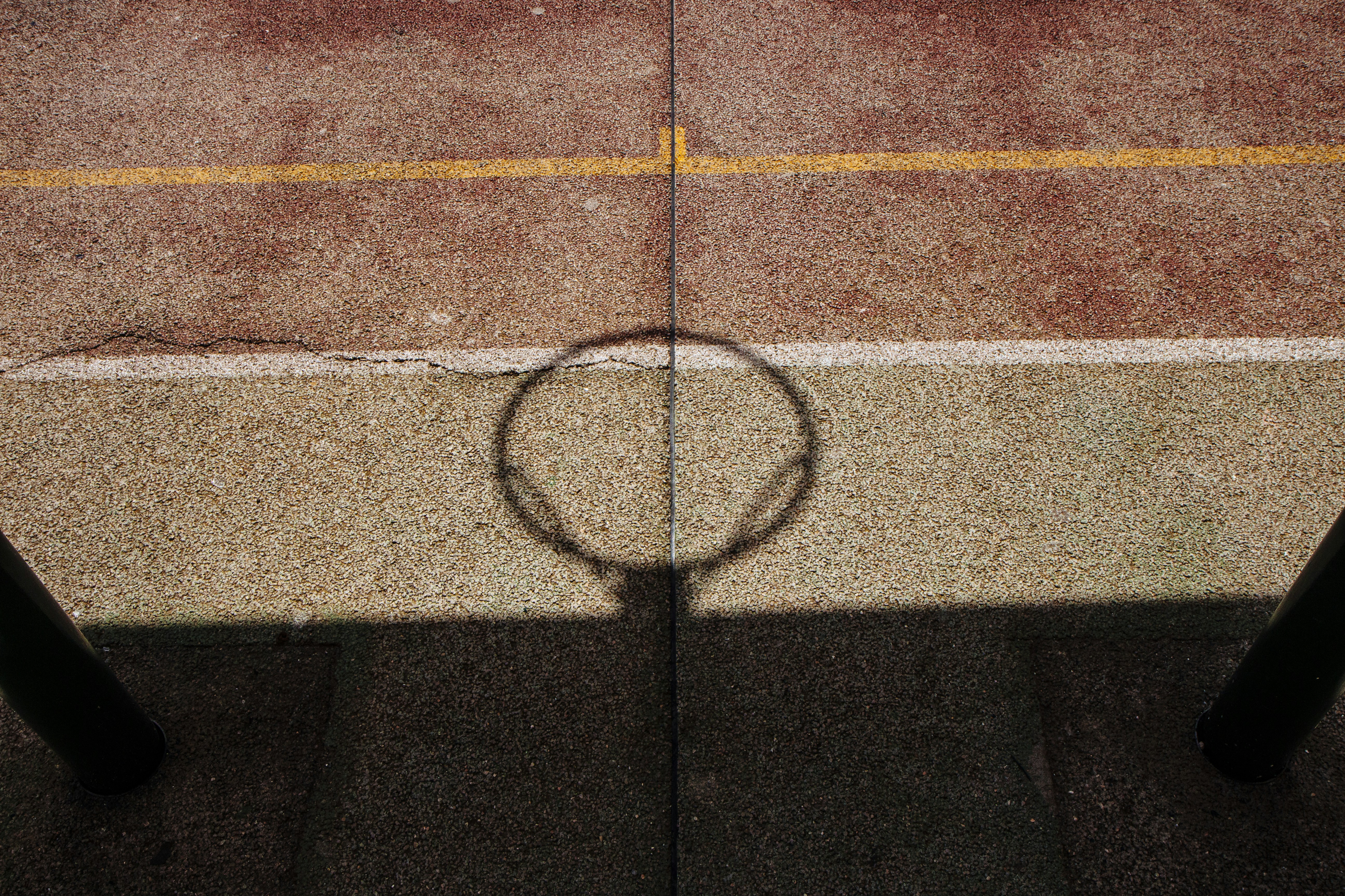 Shadow of a basketball ring and board