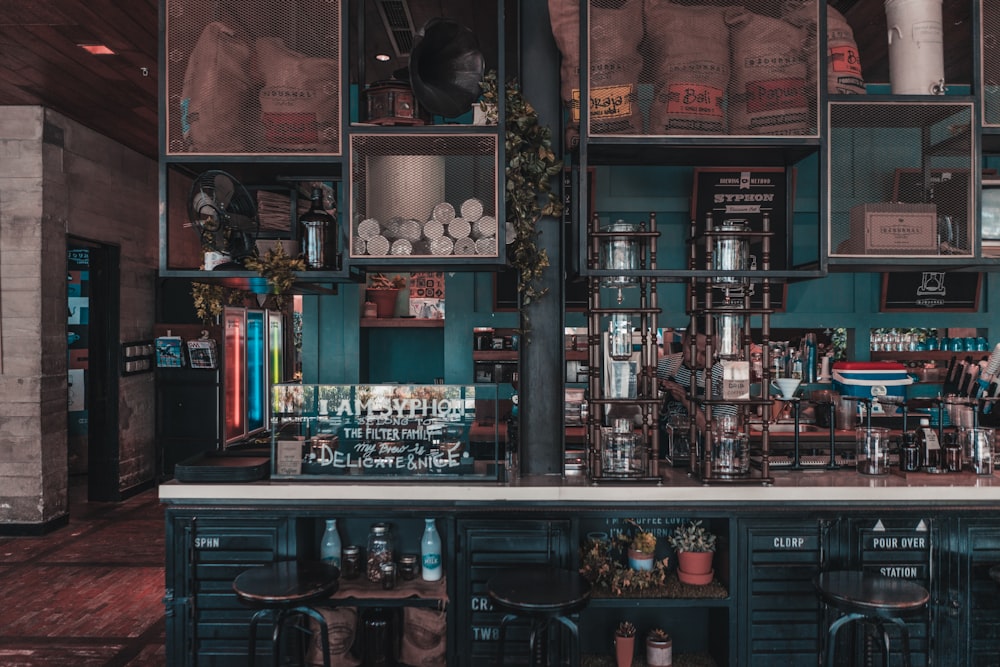 bar counter with stools