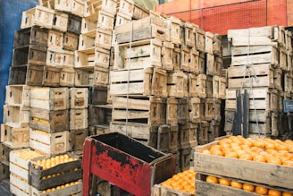 pile of brown wooden crates
