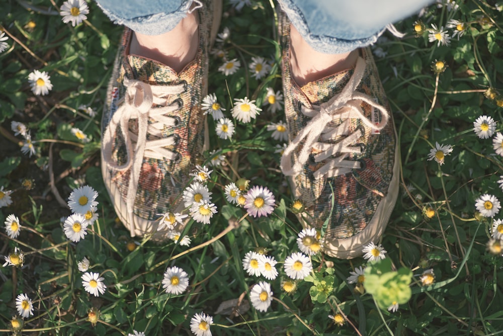multicolored floral low-top sneakers