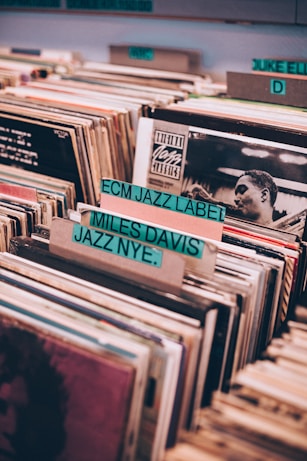 assorted-title of vinyl jazz records