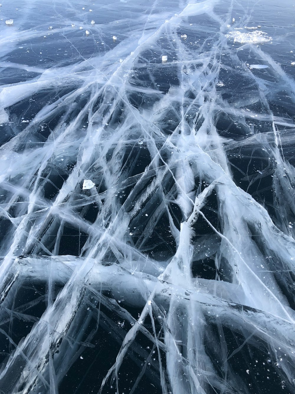 a view of the ice from an airplane window