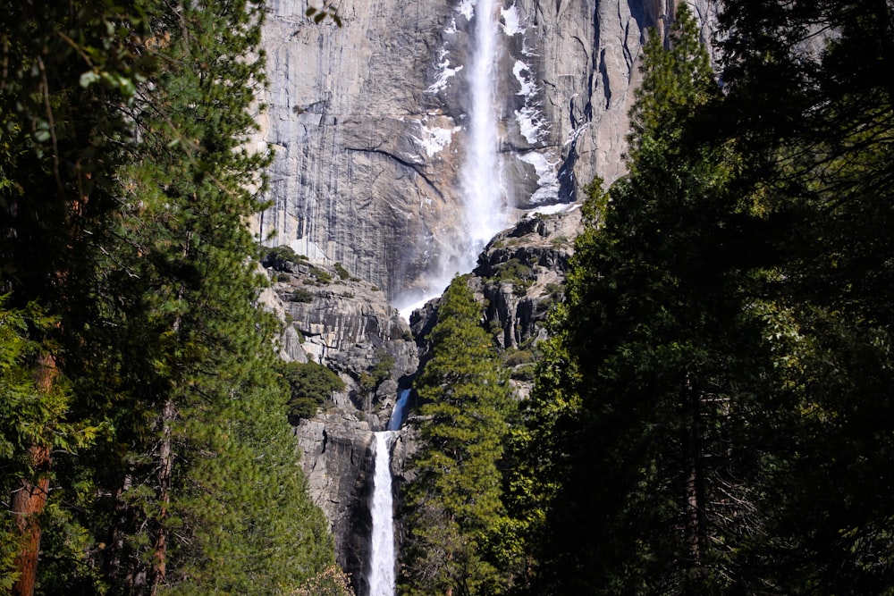 waterfalls on a cliffside