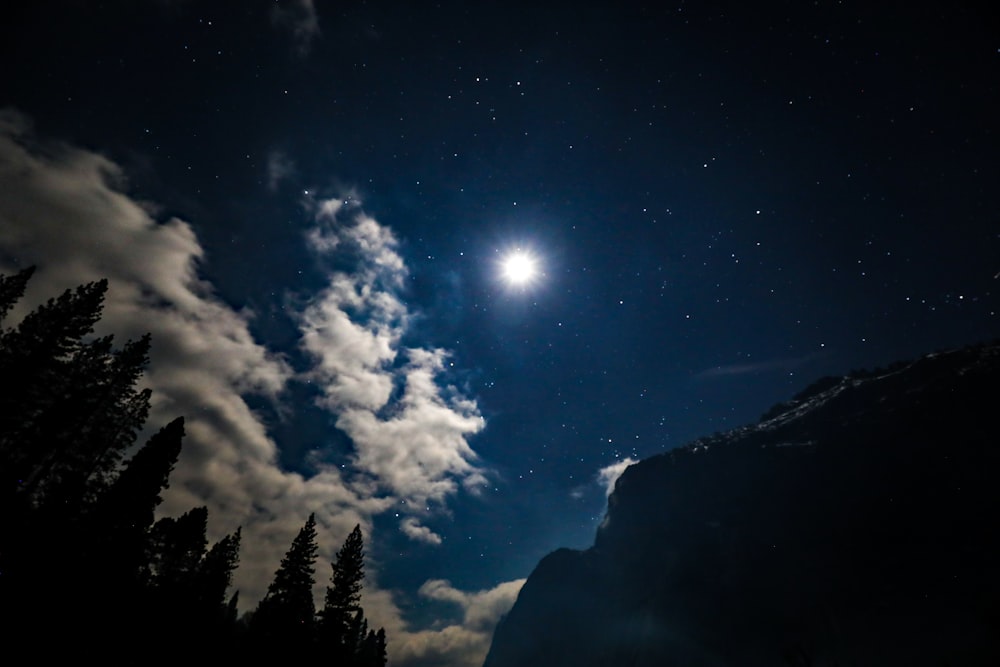 low-angle photography of moon